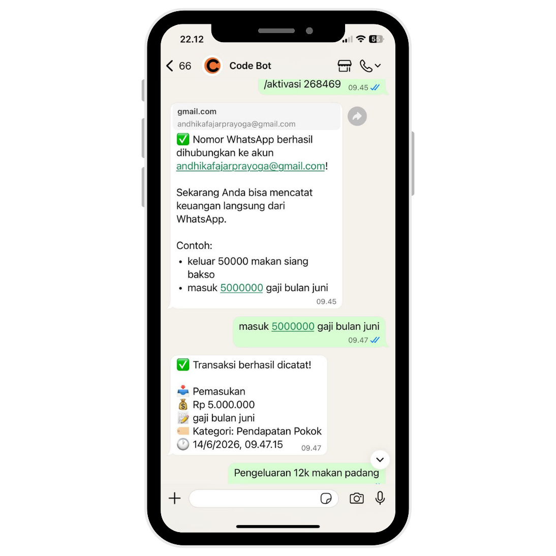 WhatsApp Bot Chat Mockup